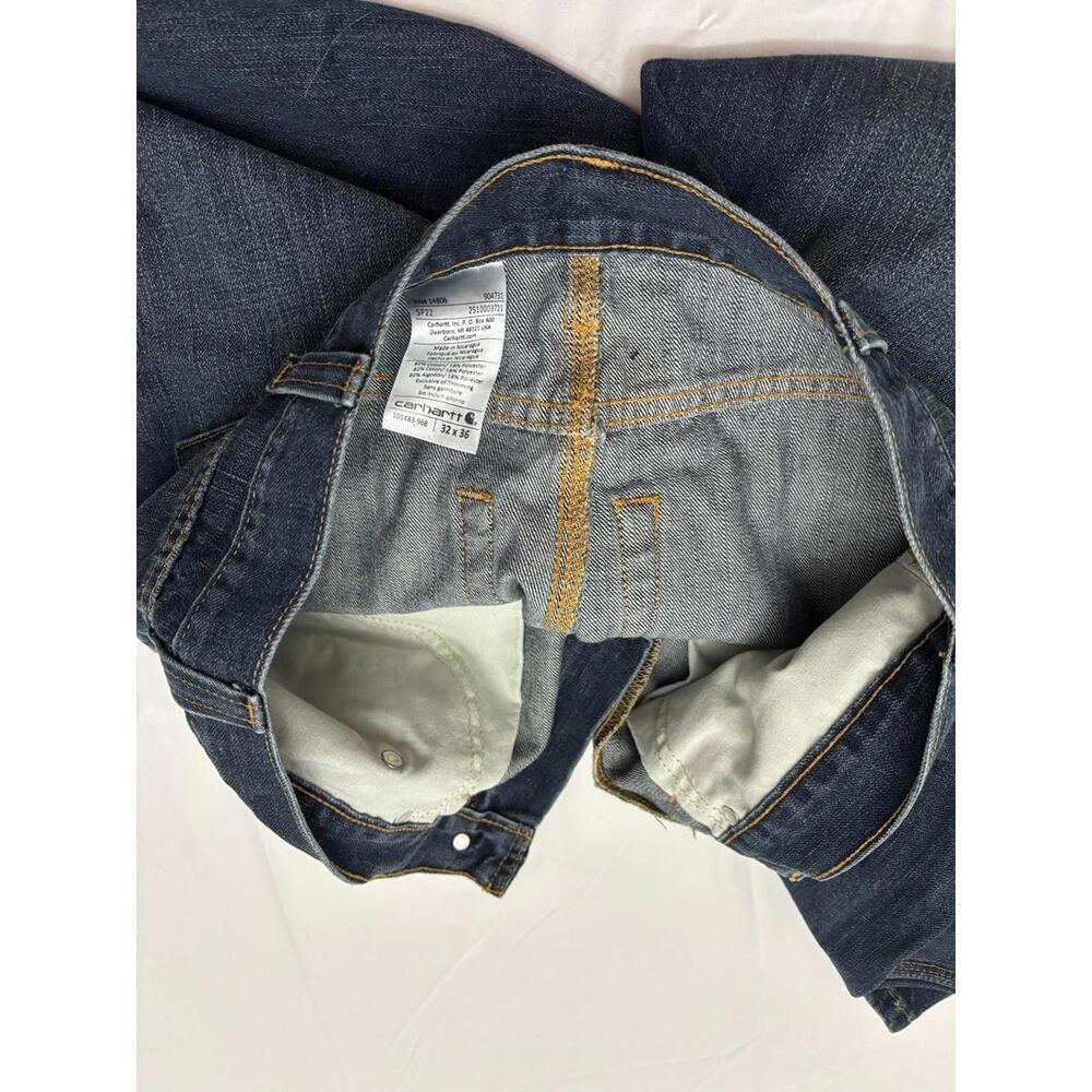 Men’s Carhartt Relaxed Fit Straight Leg Dark Wash Jeans Size 32x36 - Picture 6 of 7